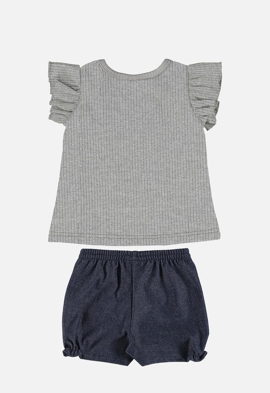 Quimby - Blouse and denim shorts - grey