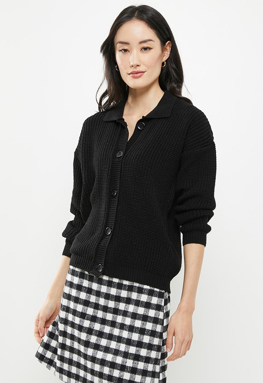 Me&B - Collar cardigan plain - black