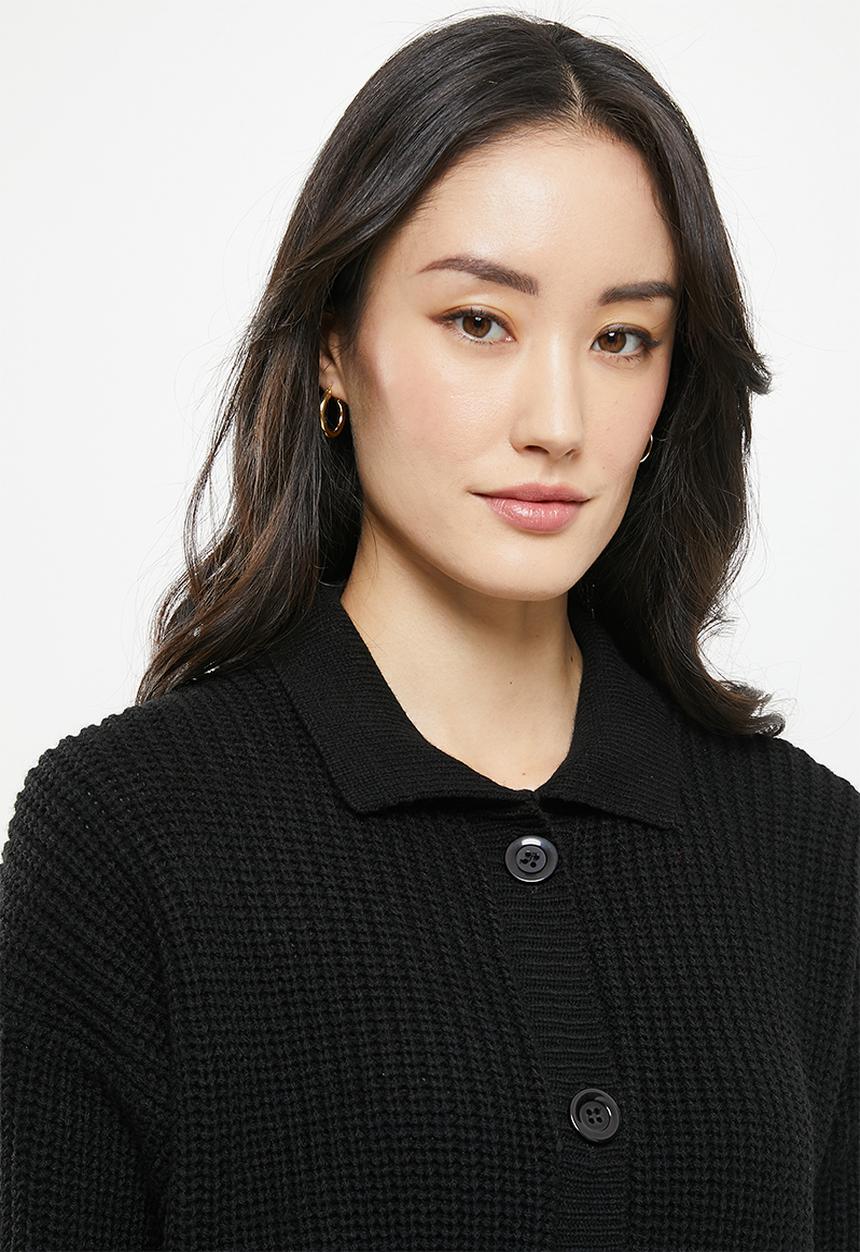 Me&B - Collar cardigan plain - black