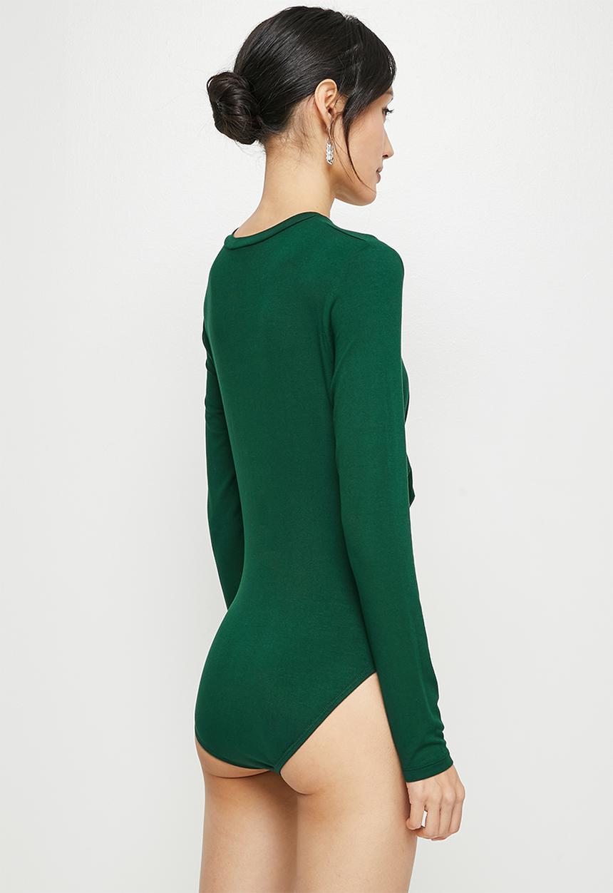 MILLA - Wrap front long sleeve bodysuit - emerald