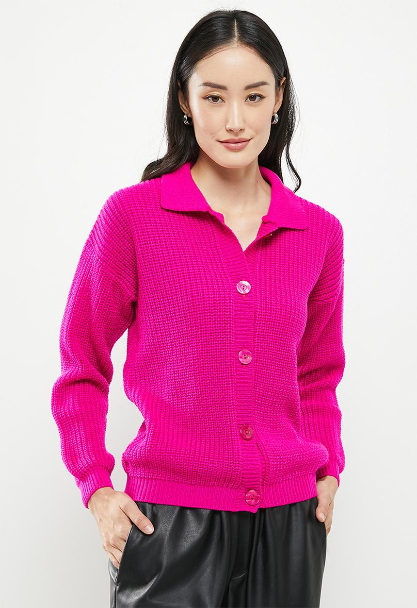 Me&B - Collar cardigan plain - fuschia