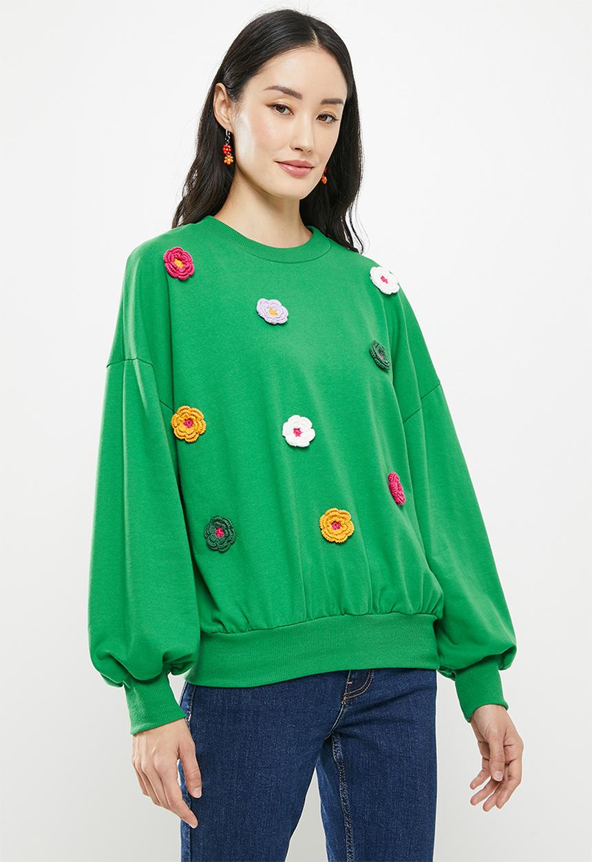 Me&B - Flower detail sweatshirt - green