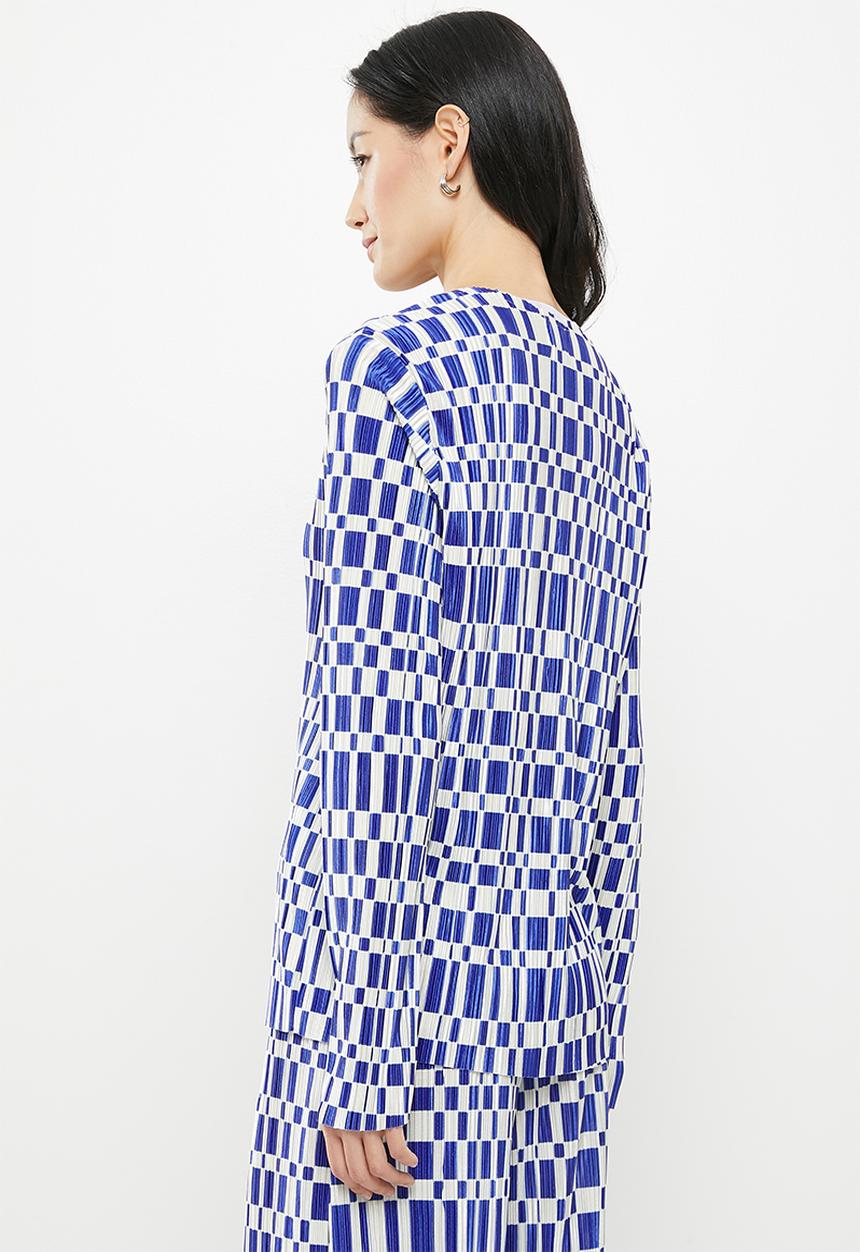 Me&B - Plisse with digital print top - white & blue 
