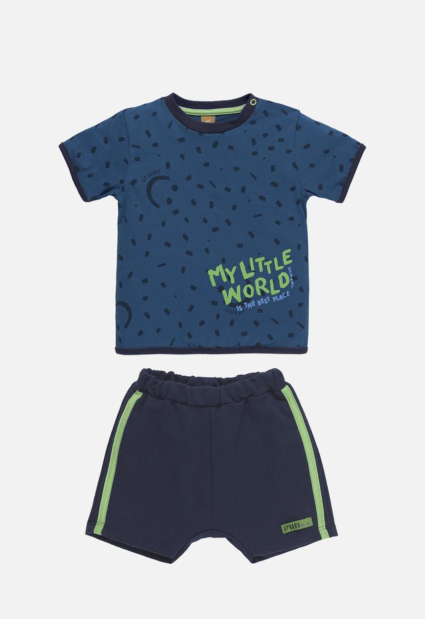 UP Baby - Tee and sweat bermuda - blue & navy