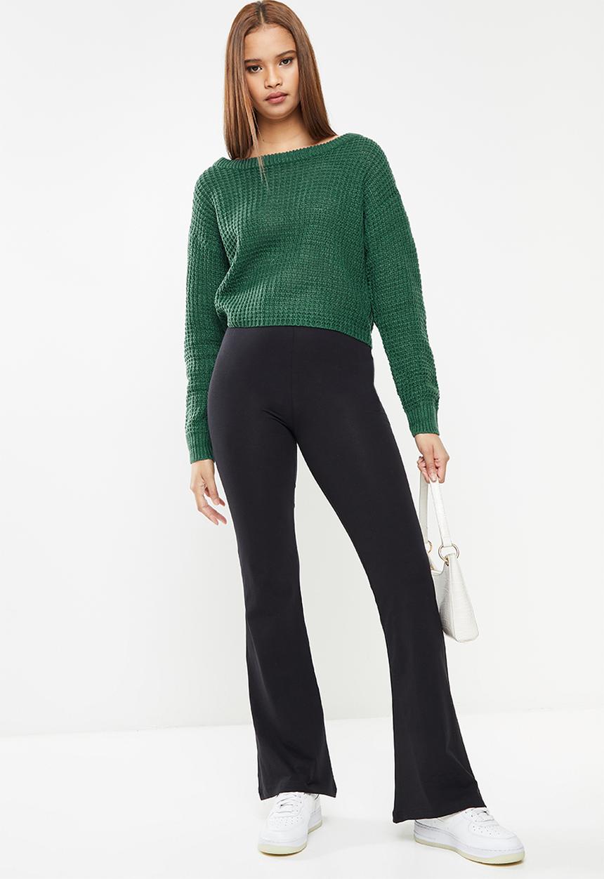 Missguided - Recycled waffle off shoulder jumper - dark green