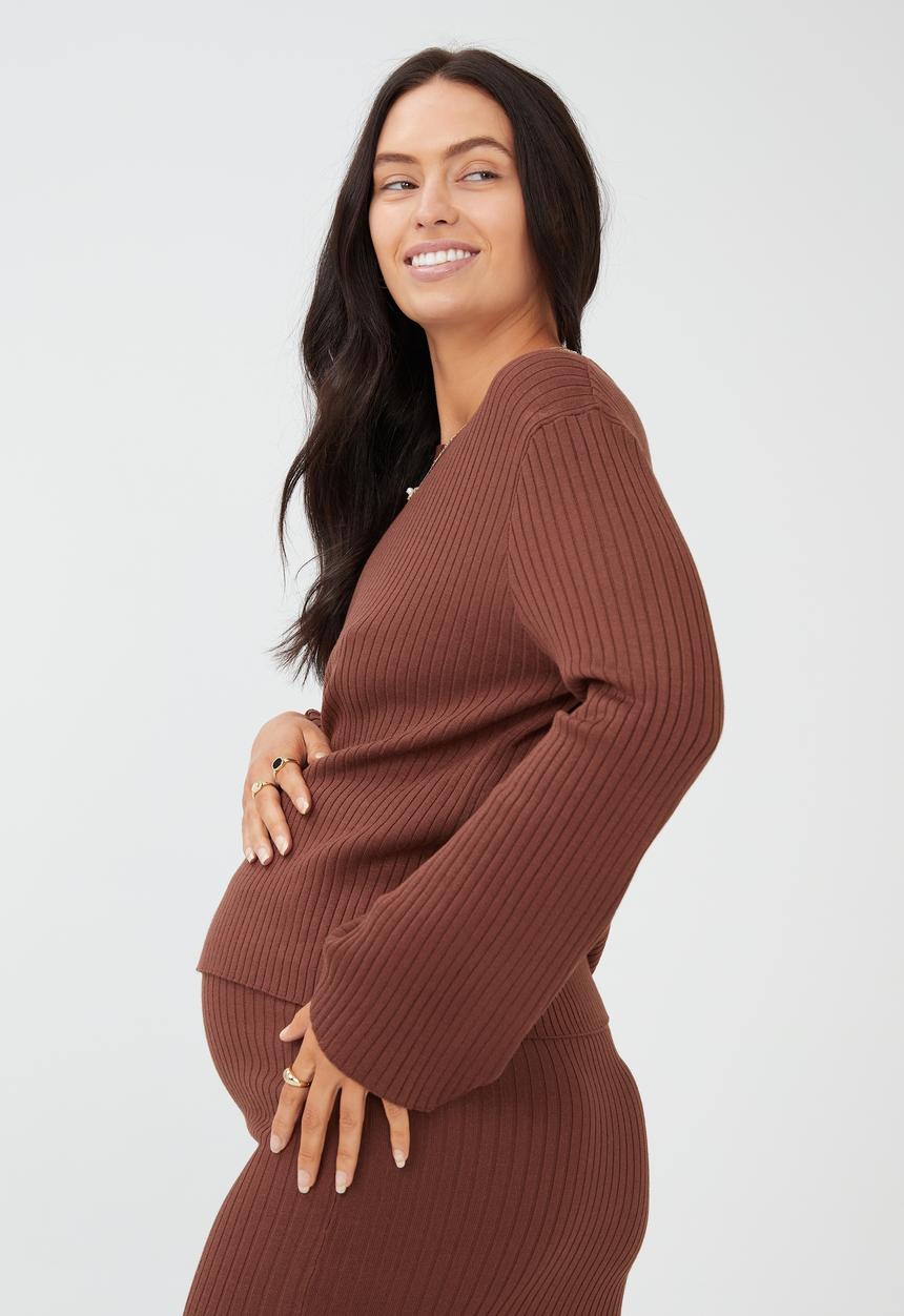 Cotton On - Maternity friendly ribbing pullover - desert brown