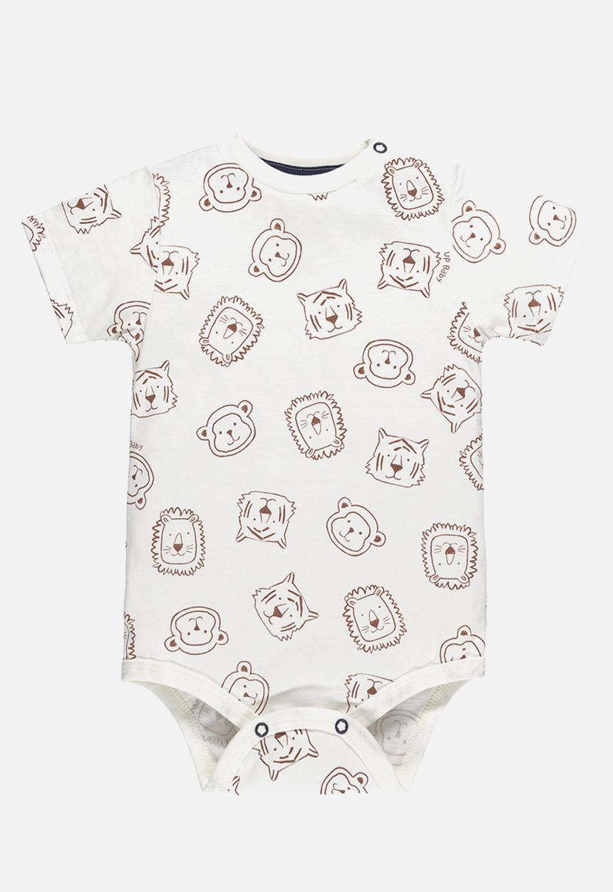 UP Baby - Bodysuit, bib and sweat bermuda - off white & navy