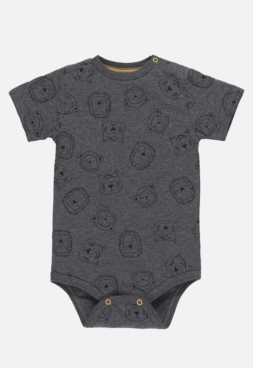 UP Baby - Bodysuit, bib and sweat bermuda - grey & sand