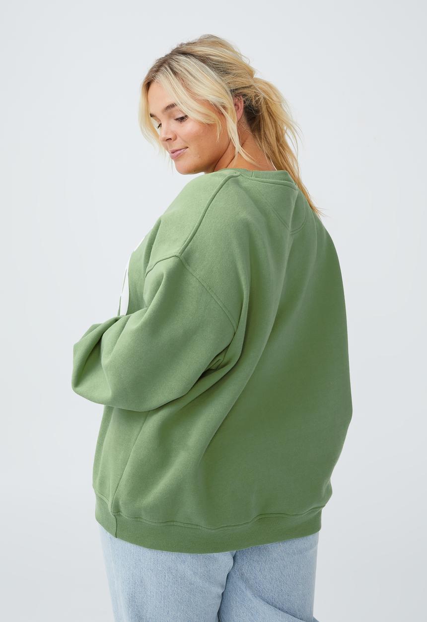 Cotton On - Curve classic graphic sweatshirt - happy camper green