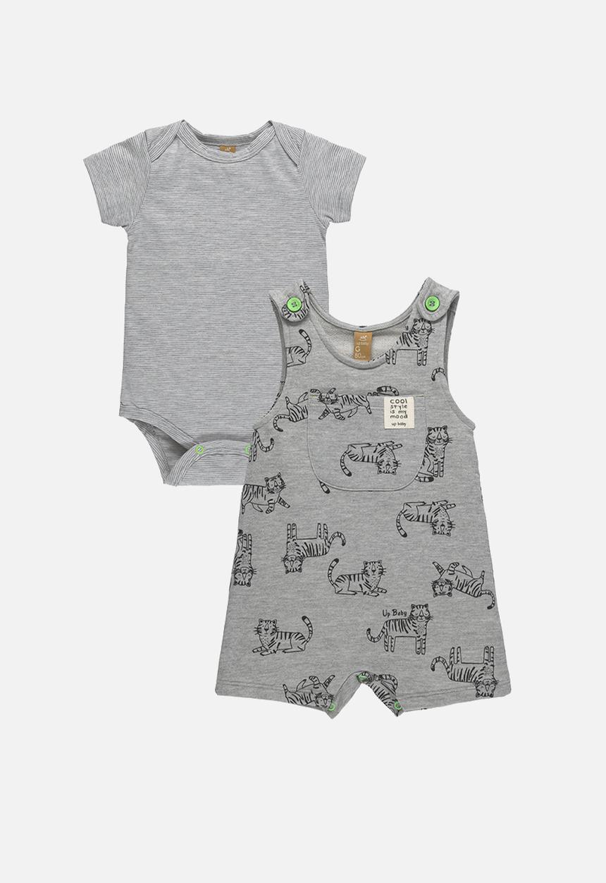UP Baby - Overall and bodysuit set - grey