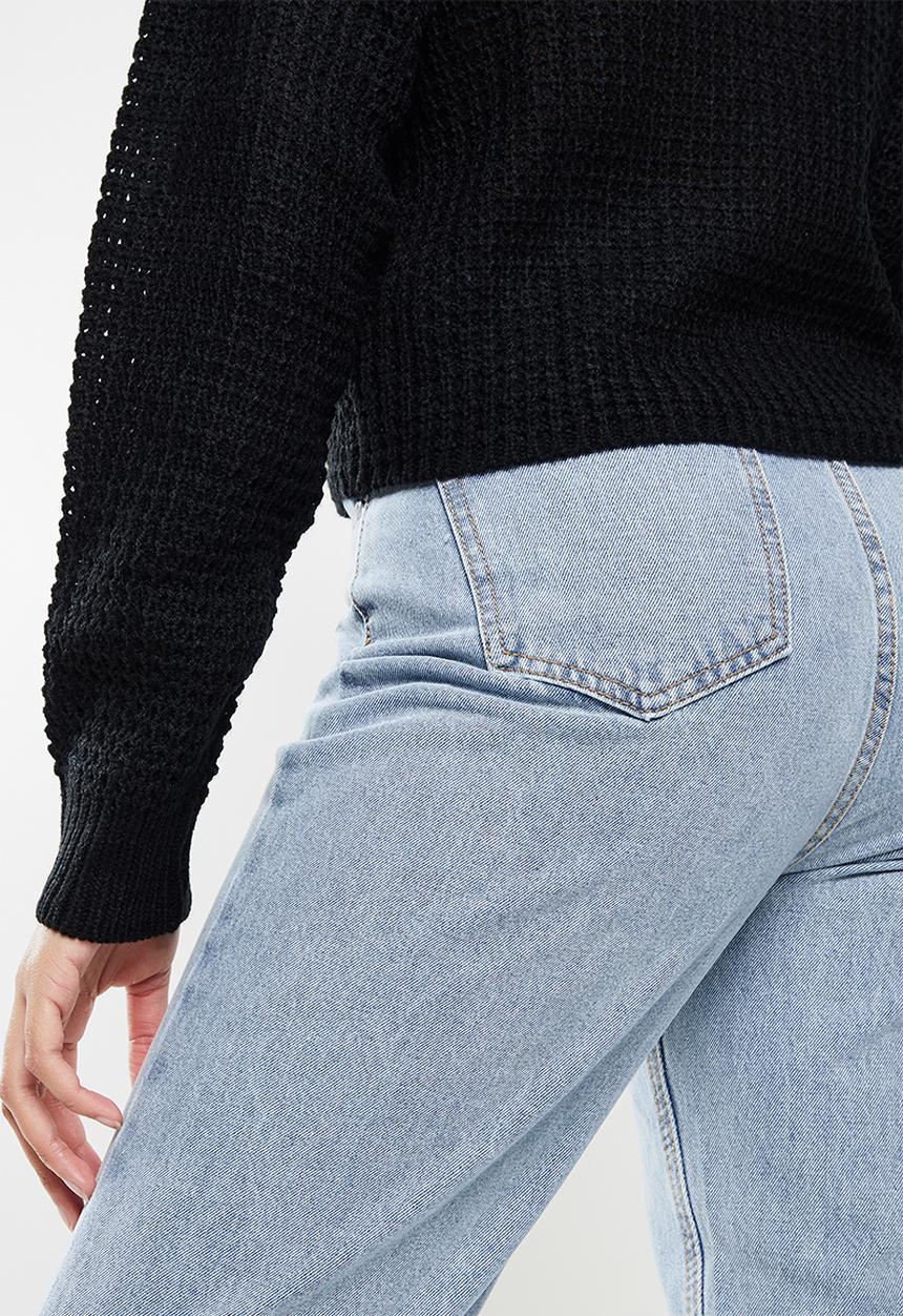 Missguided - Recycled waffle off shoulder jumper - black