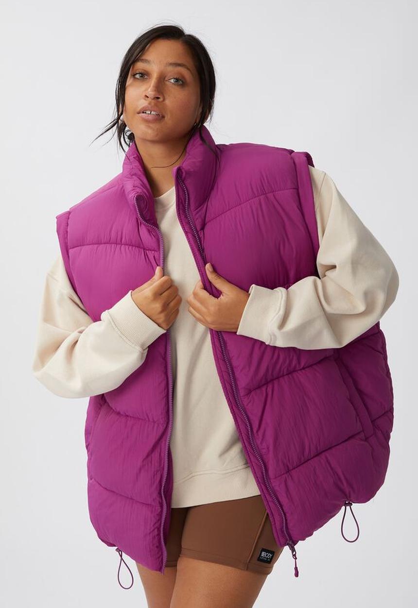 Cotton On - Curve active recycled mother puffer vest - deep orchid