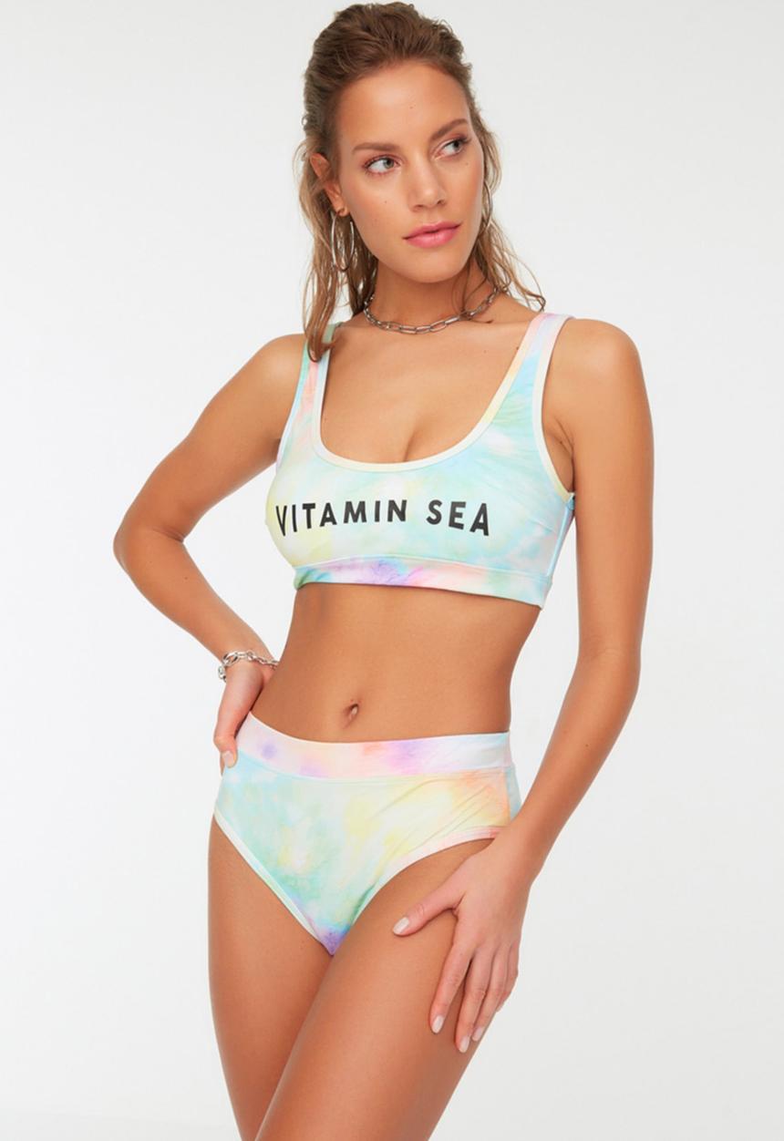Trendyol - Batik patterned high waist bikini bottom - multi