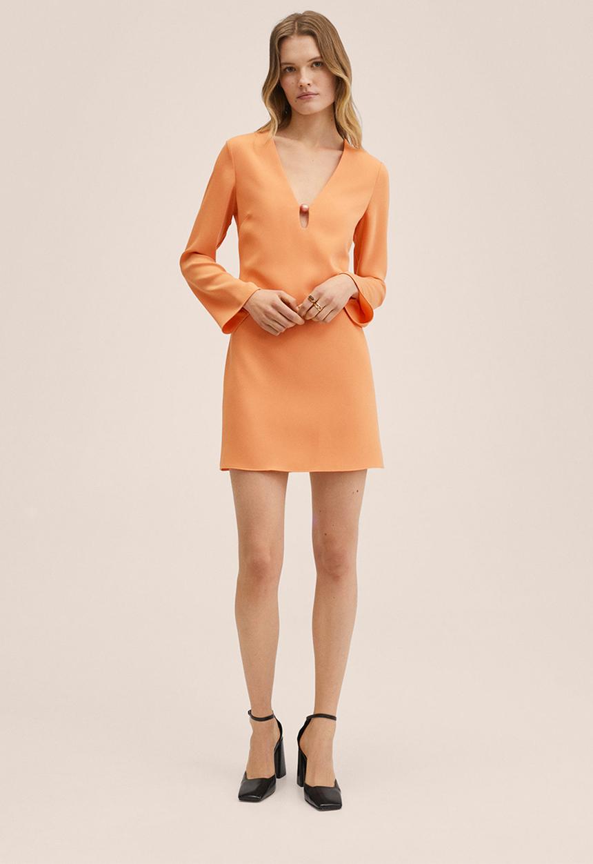 MANGO - Dress almond - light pastel orange