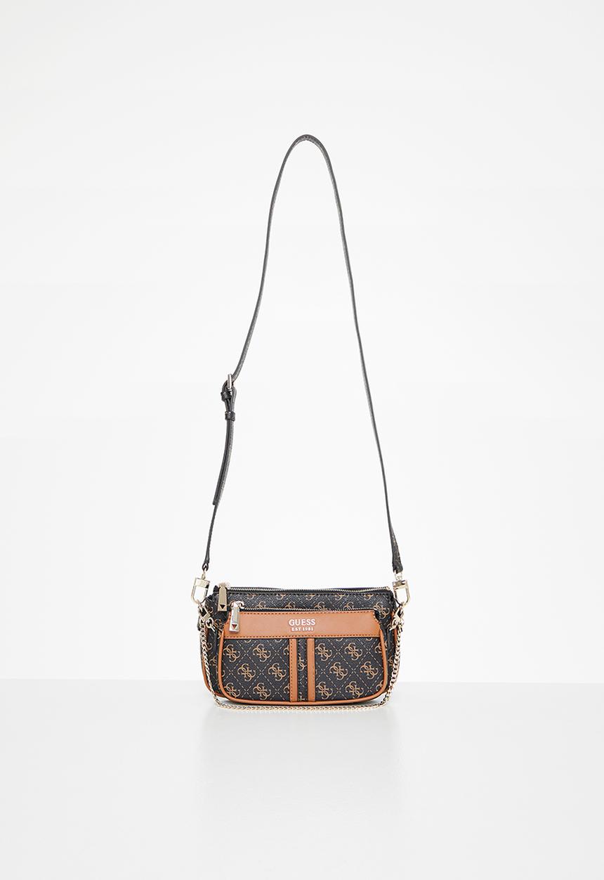 GUESS - Kasinta double zip pouch - brown & cognac