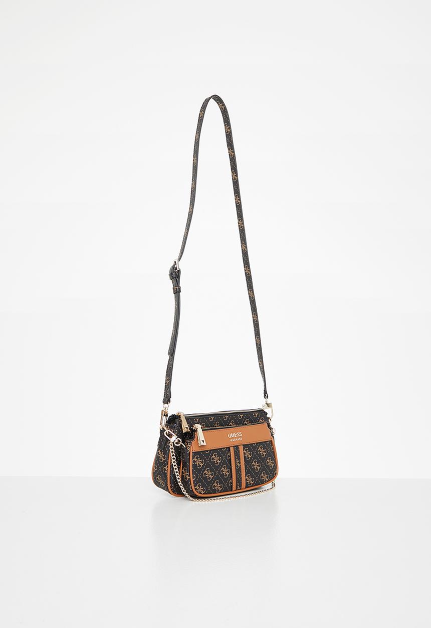 GUESS - Kasinta double zip pouch - brown & cognac