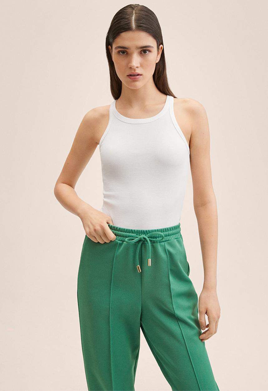 MANGO - Trousers florida2 - green