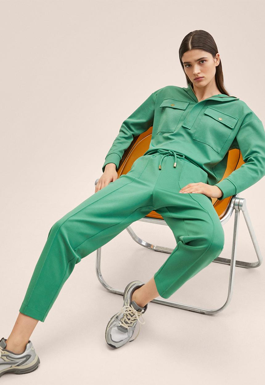 MANGO - Trousers florida2 - green