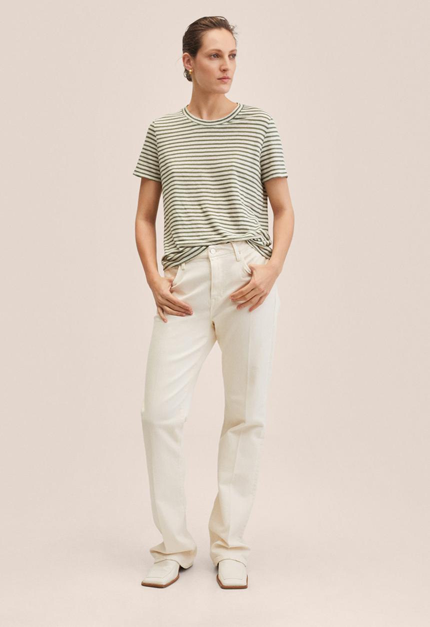 MANGO - T-shirt lisino - light beige