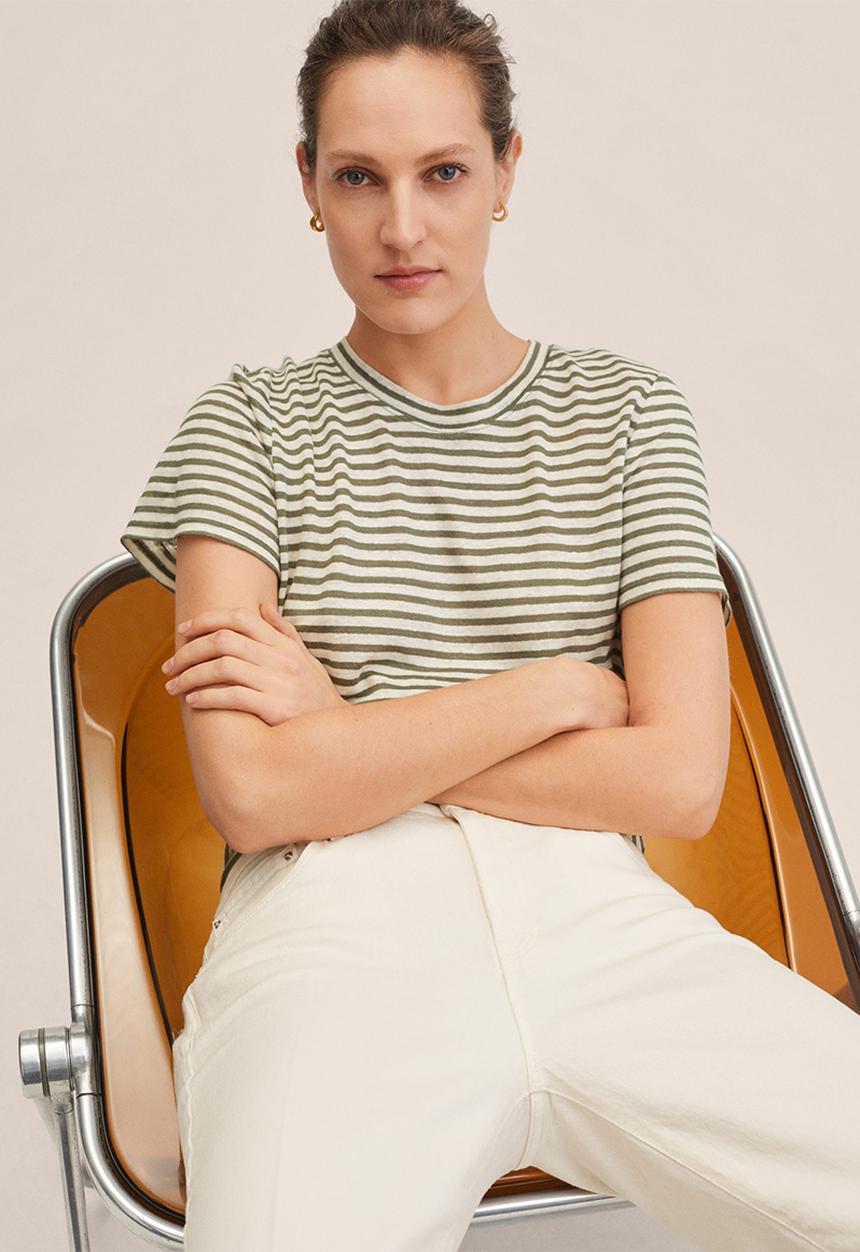 MANGO - T-shirt lisino - light beige