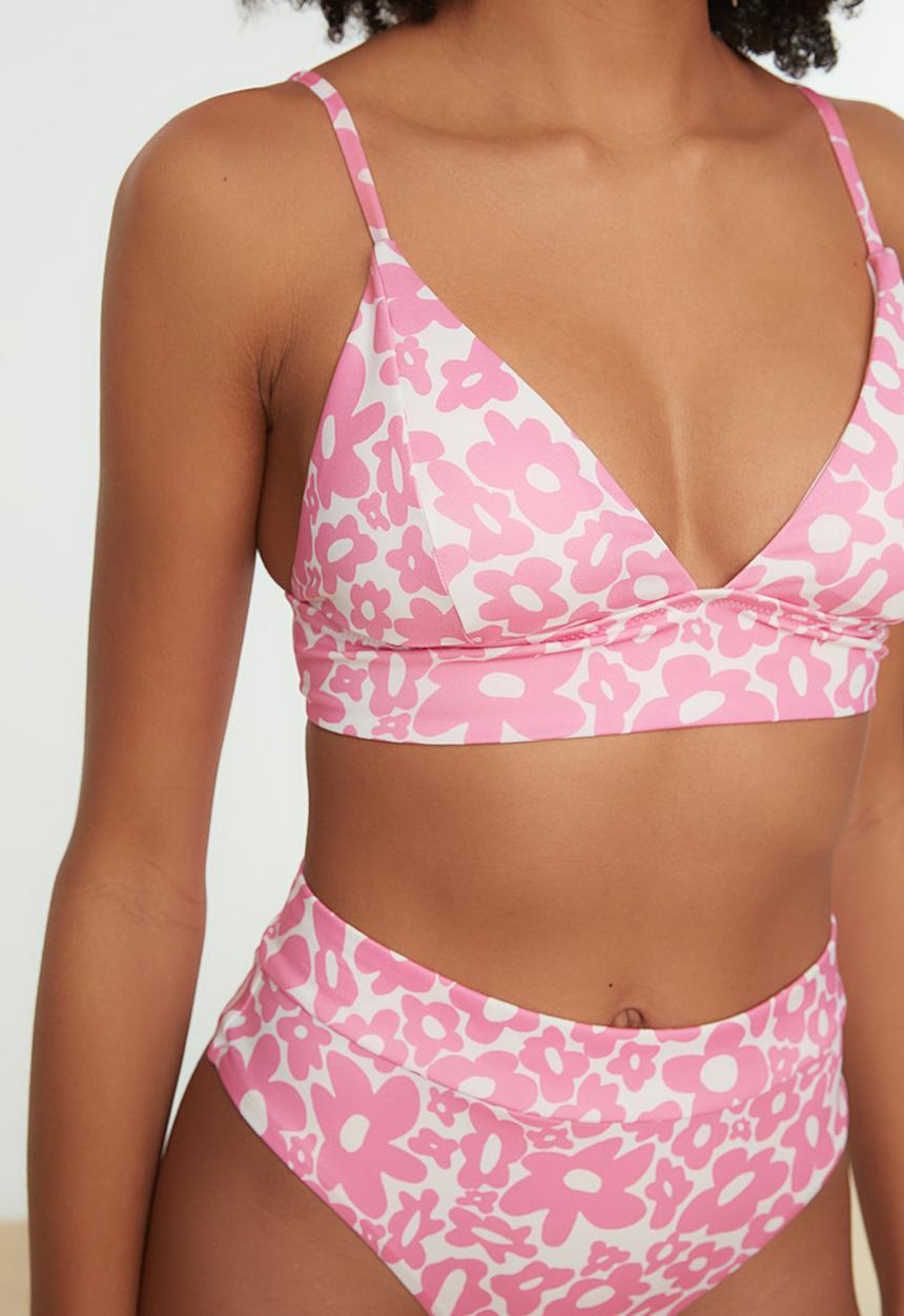 Trendyol - Floral patterned high waist bikini set - pink