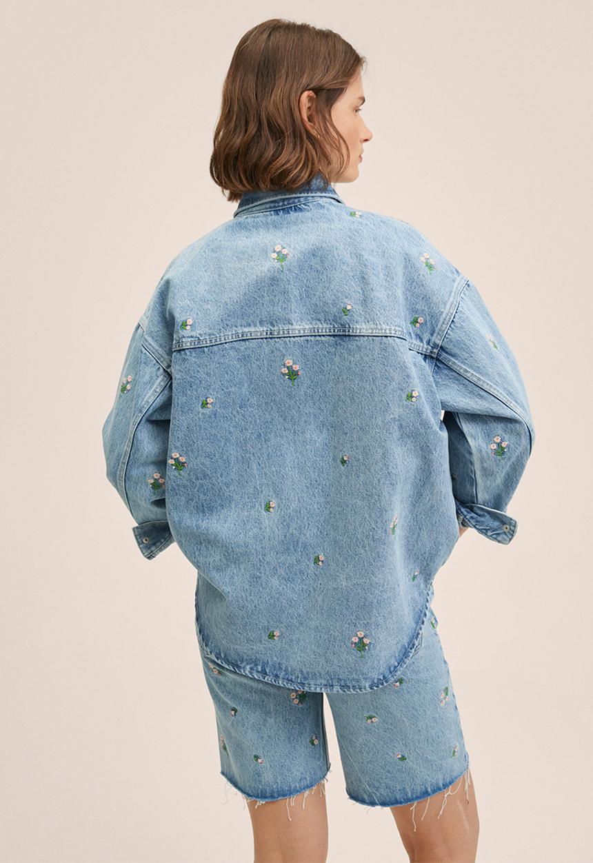 MANGO - Overshirt daisy - open blue