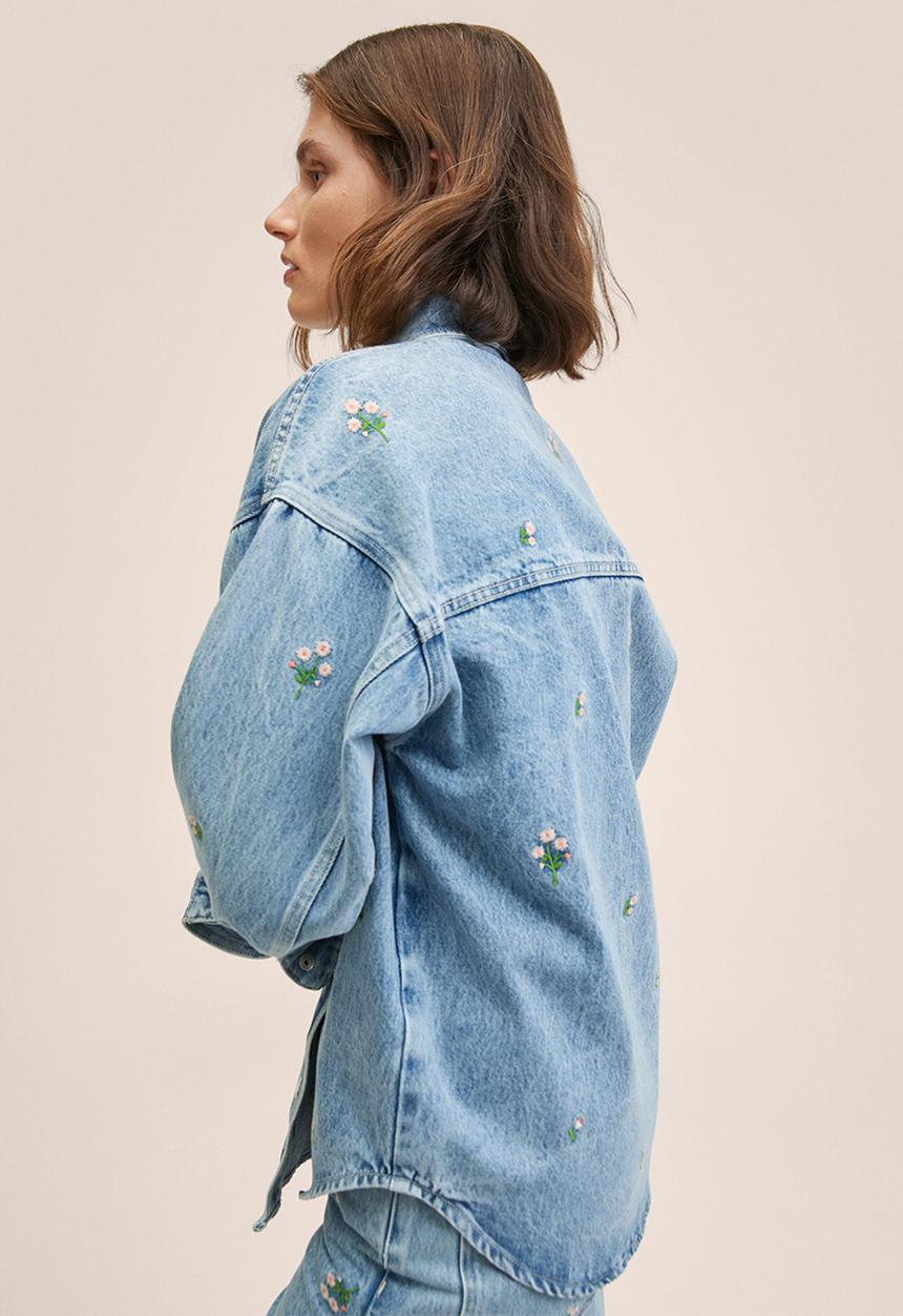 MANGO - Overshirt daisy - open blue