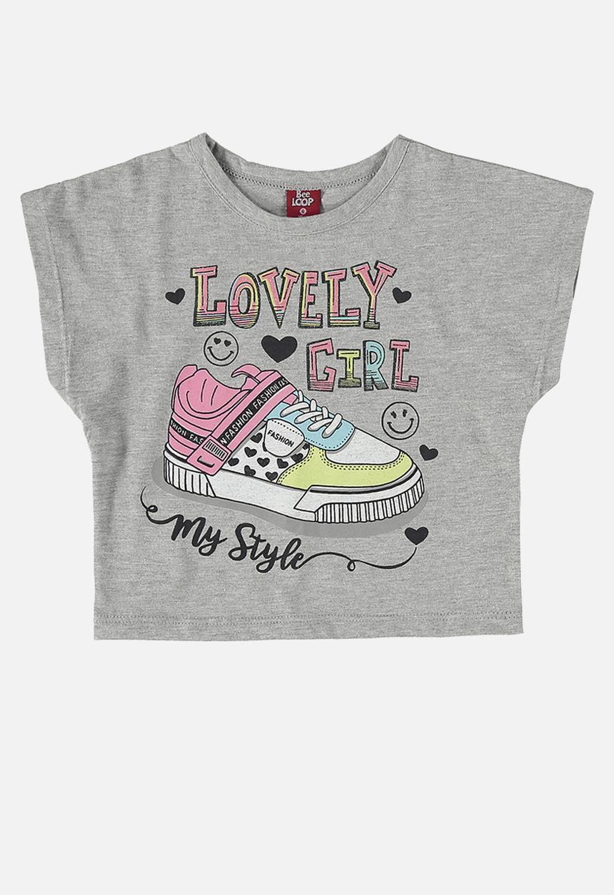 Bee Loop - Crop top and sweatshorts - grey & pink