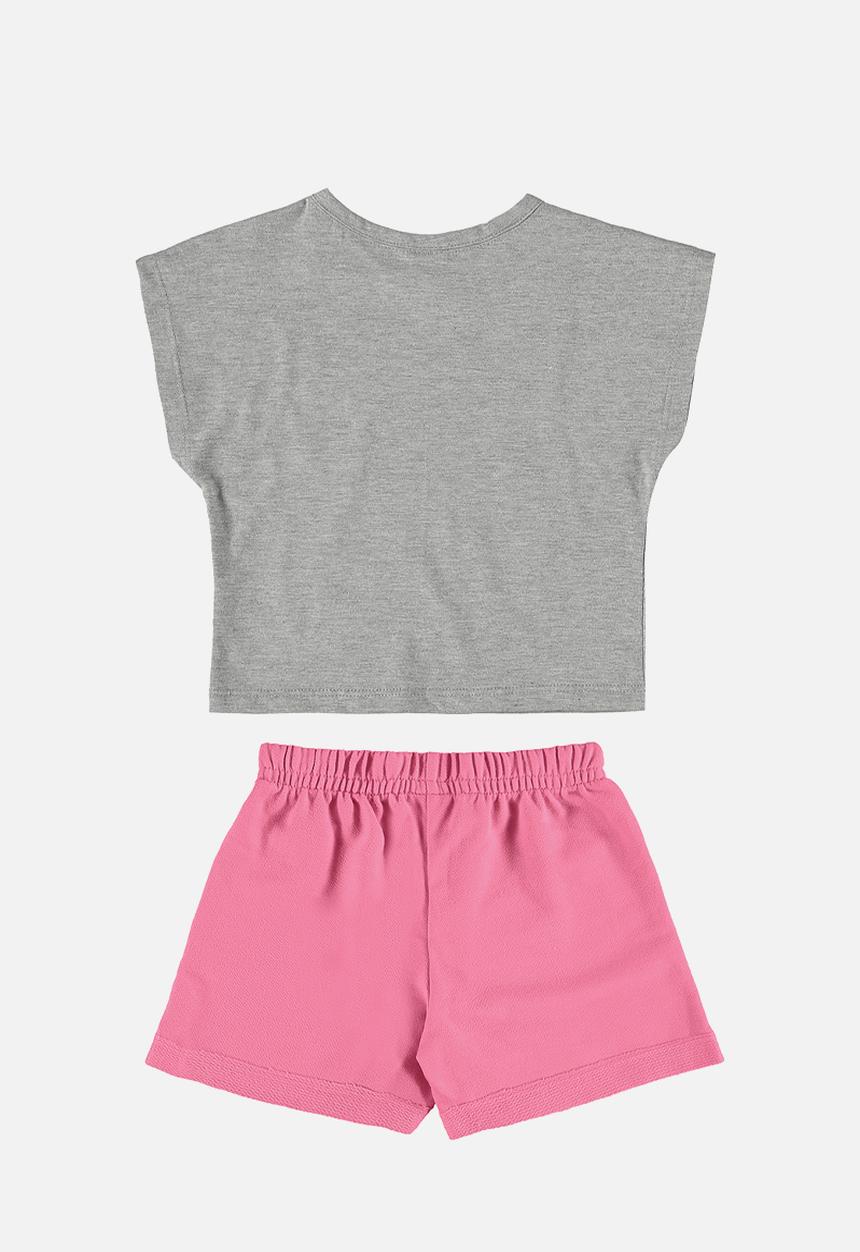 Bee Loop - Crop top and sweatshorts - grey & pink