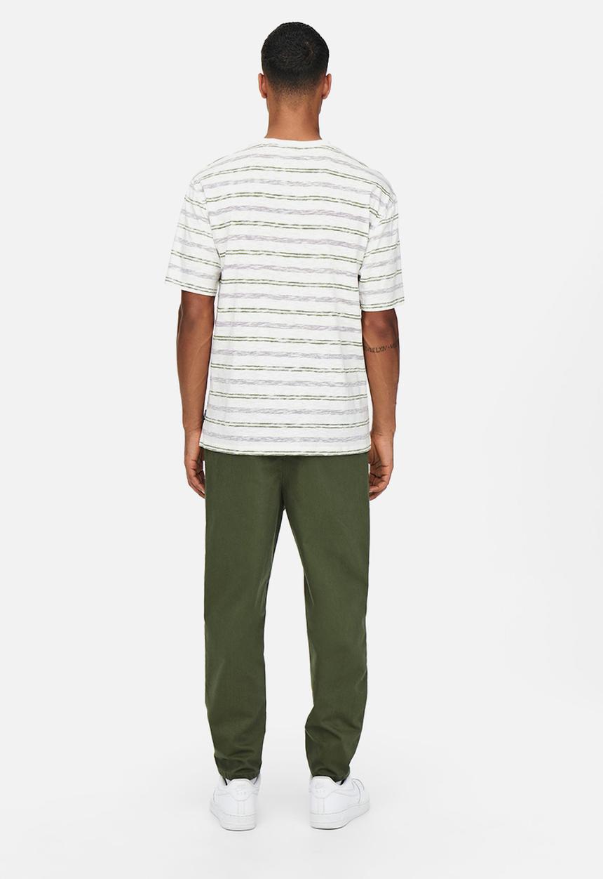 Only & Sons - Onsiban relaxed short sleeve stripe tee - white