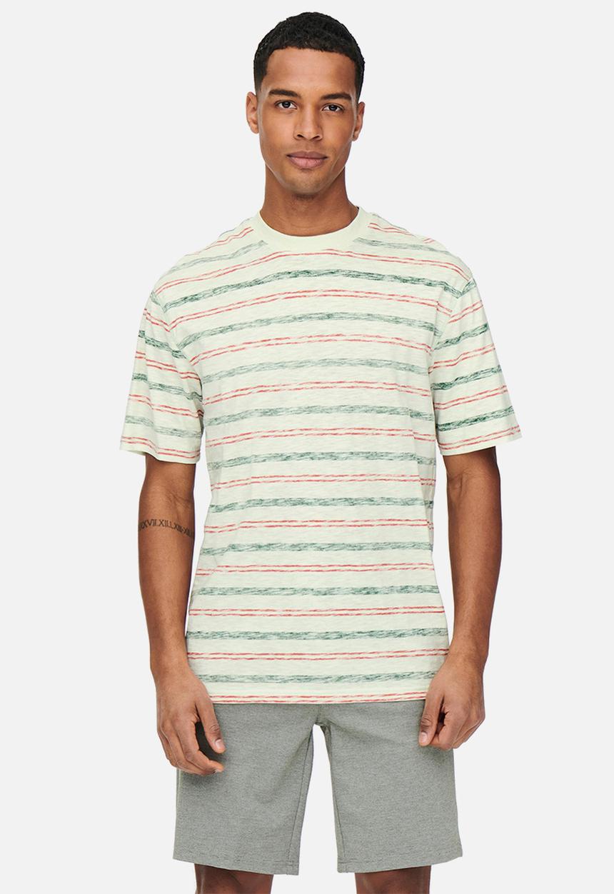 Only & Sons - Onsiban relaxed short sleeve stripe tee - jade green