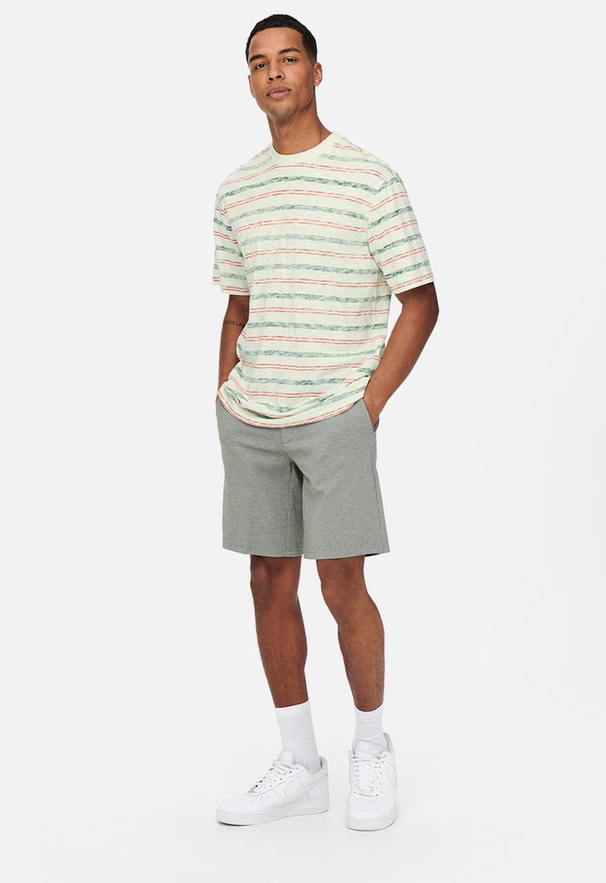 Only & Sons - Onsiban relaxed short sleeve stripe tee - jade green