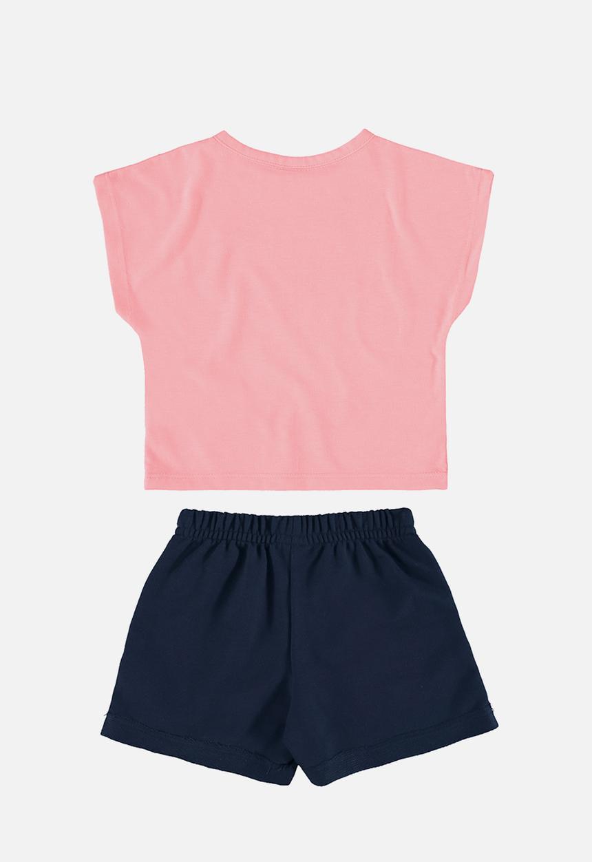 Bee Loop - Crop top and sweatshorts - pink & navy