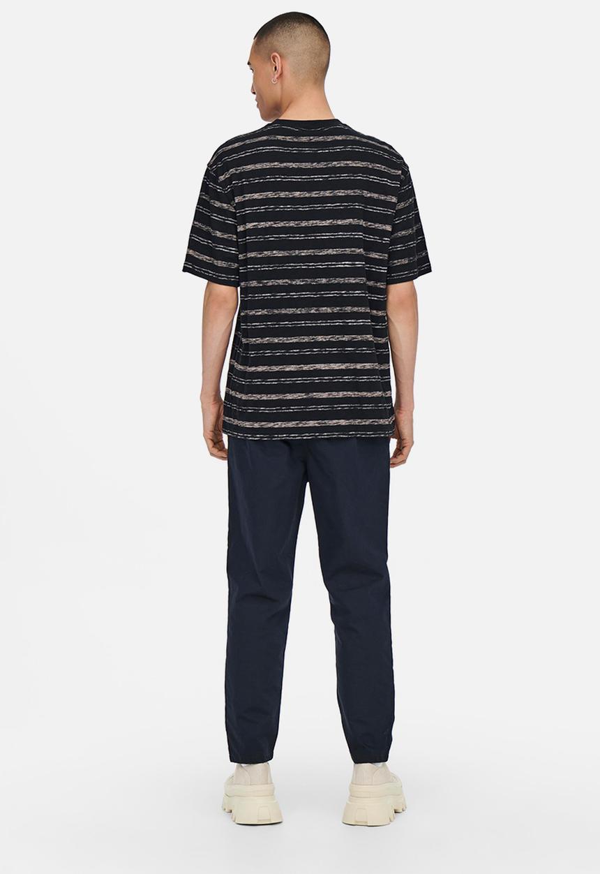 Only & Sons - Onsiban relaxed short sleeve stripe tee - navy