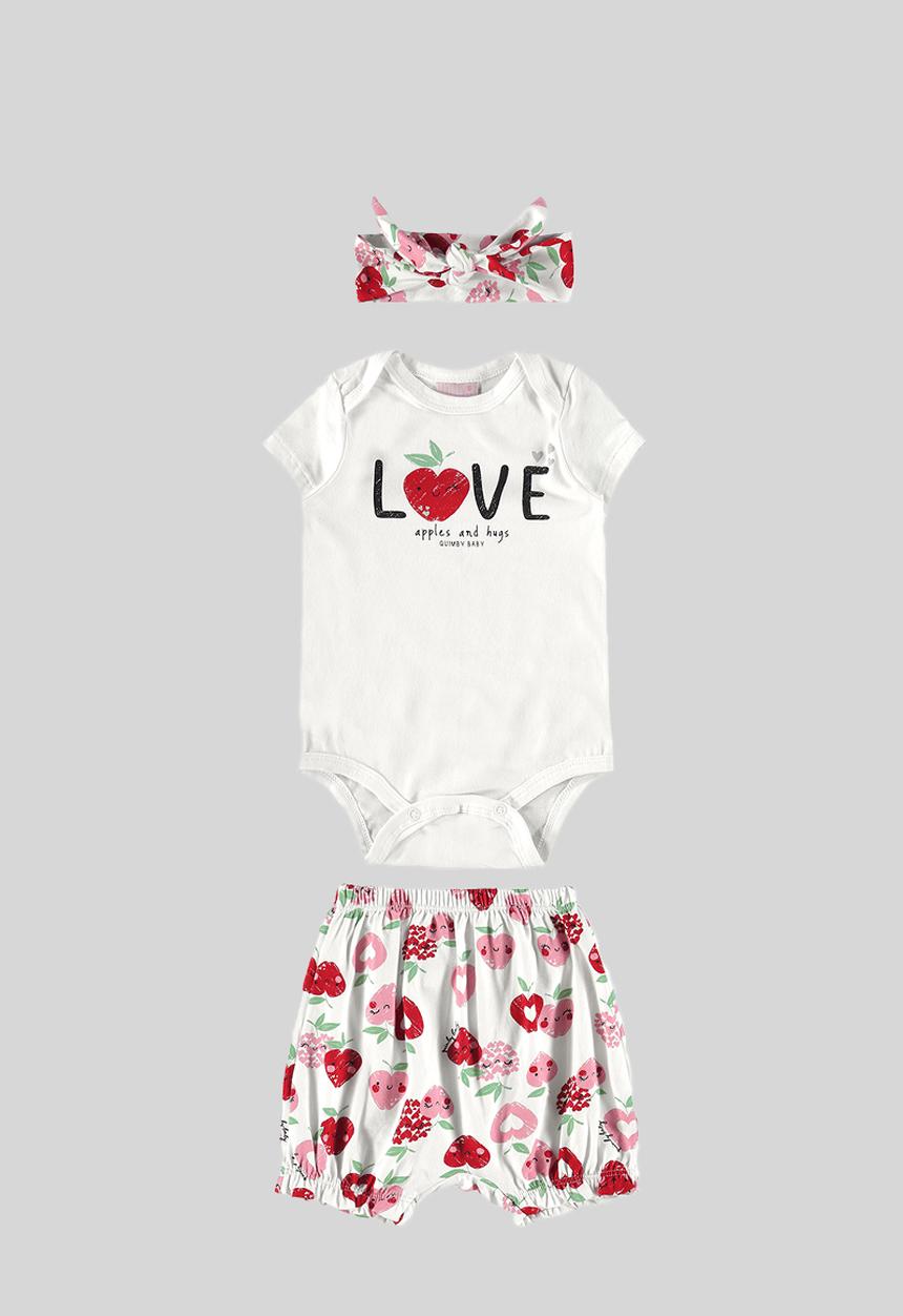 Quimby - Bodysuit, shorts and headband set - white