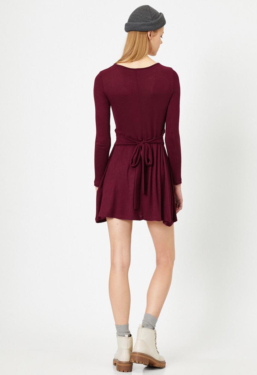 Koton - Crew neck, long sleeve, midi dress - purple