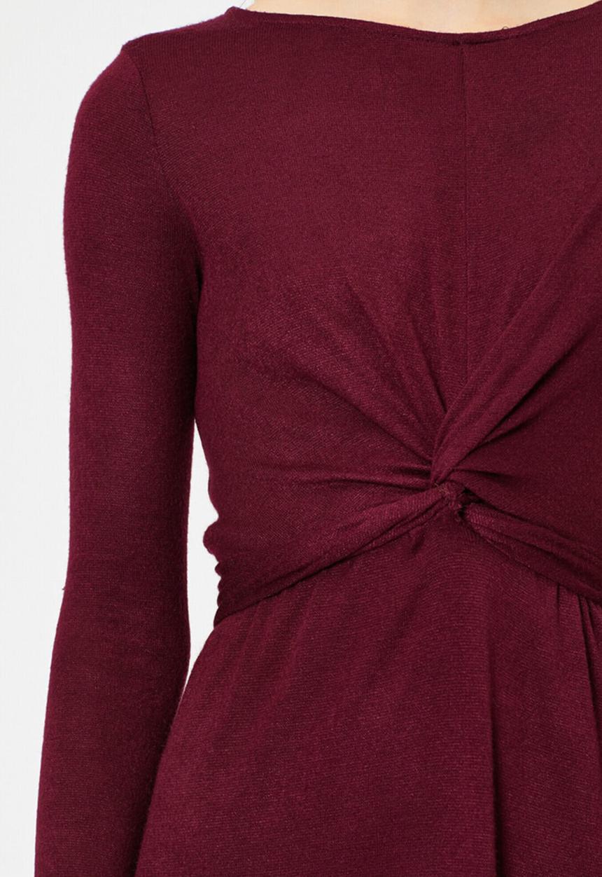 Koton - Crew neck, long sleeve, midi dress - purple