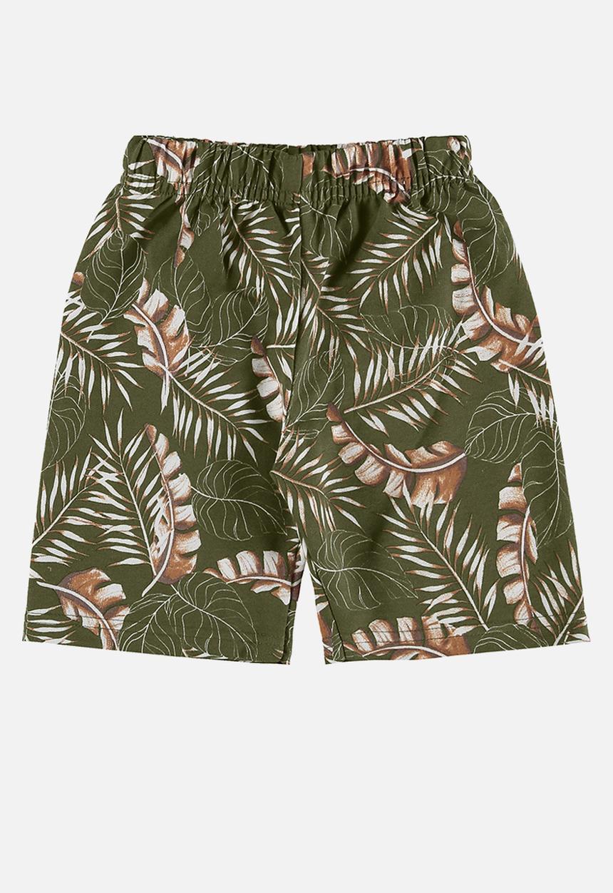 Bee Loop - Tee and sweat bermuda - off white & green