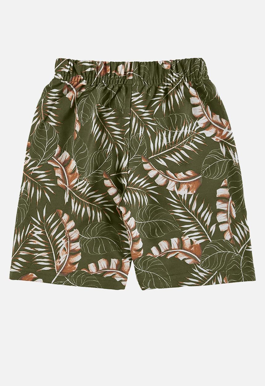 Bee Loop - Tee and sweat bermuda - off white & green