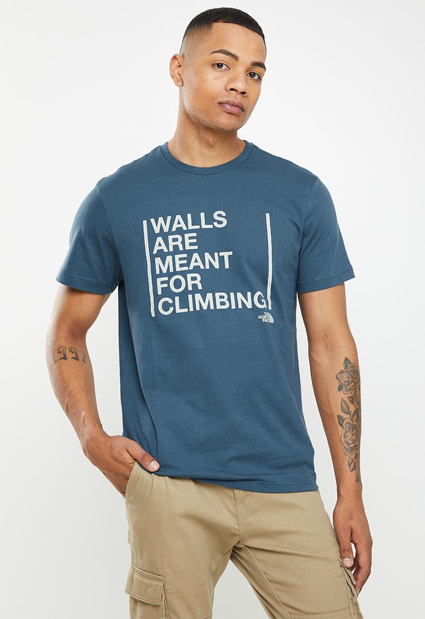The North Face - M short sleeve walls are for climbing tee - blue