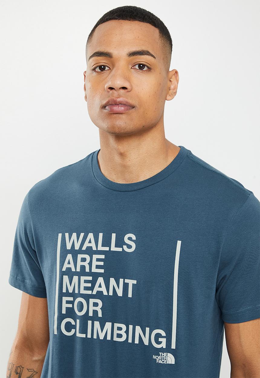 The North Face - M short sleeve walls are for climbing tee - blue