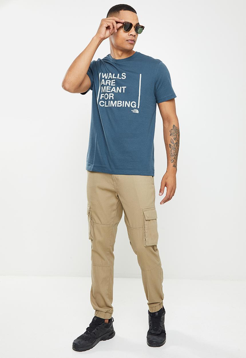 The North Face - M short sleeve walls are for climbing tee - blue