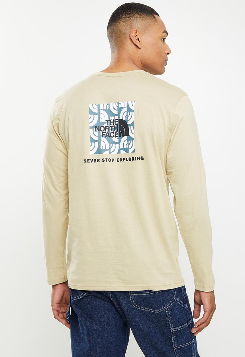 The North Face - M long sleeve red box tee - gravel