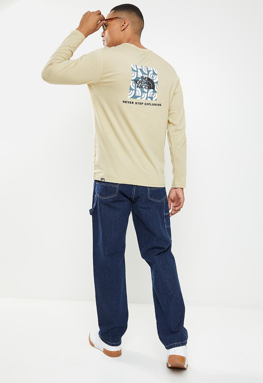 The North Face - M long sleeve red box tee - gravel