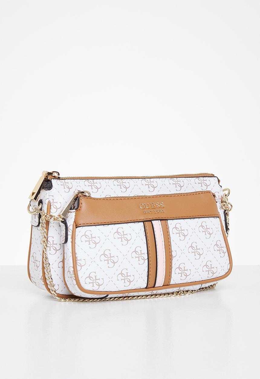 GUESS - Kasinta double zip pouch - white & caramel