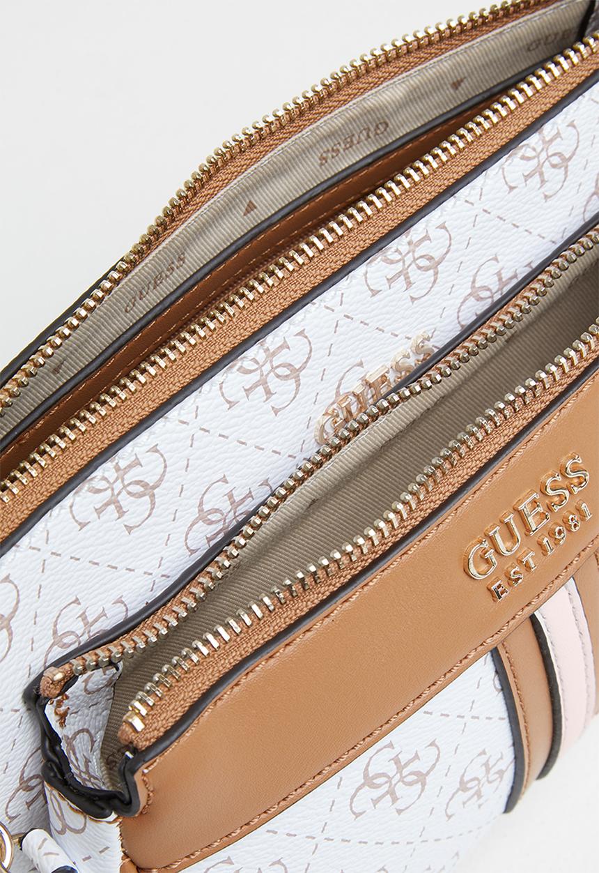 GUESS - Kasinta double zip pouch - white & caramel