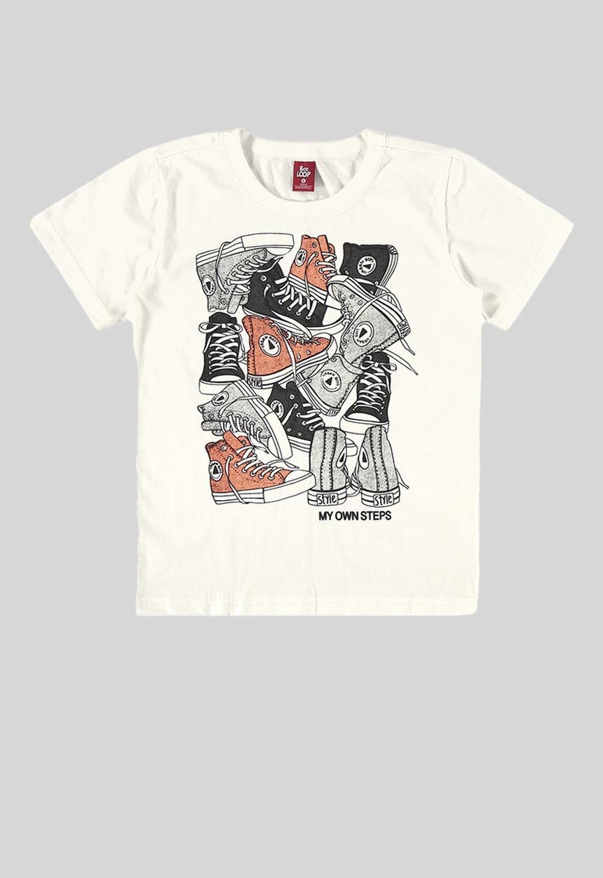 Bee Loop - Tee and sweat bermuda - off white & dark grey