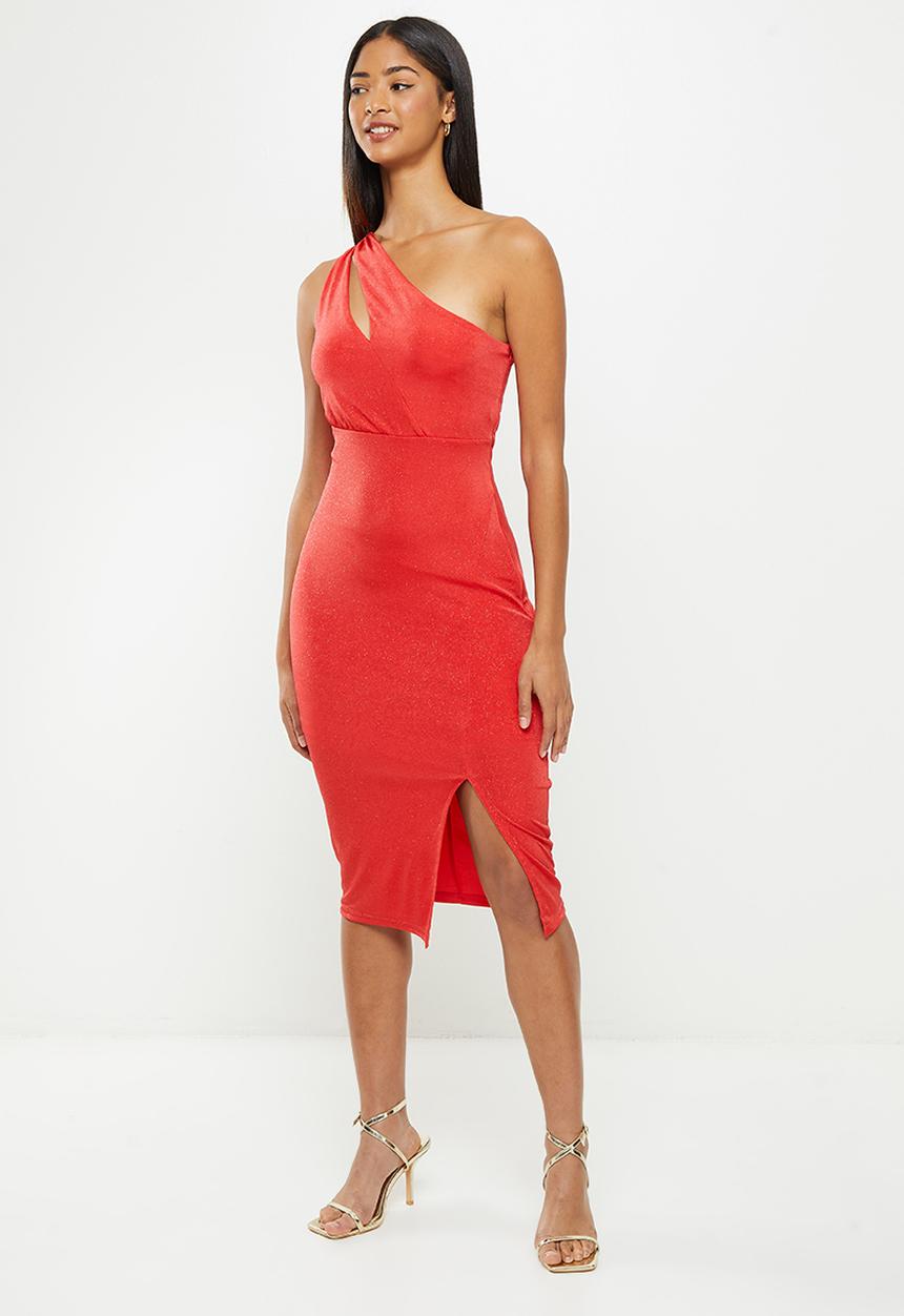 Koton - Spaghetti strap shimmer midi dress - red