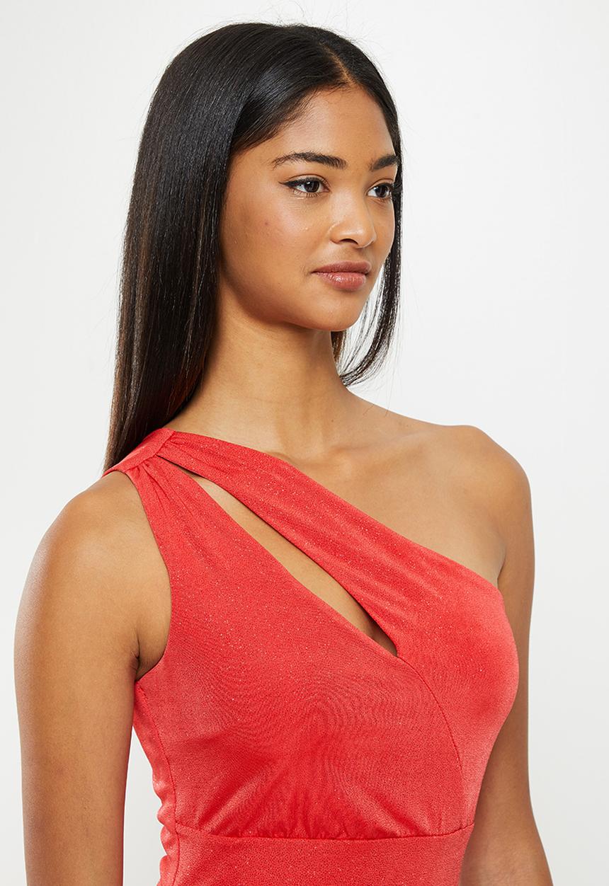 Koton - Spaghetti strap shimmer midi dress - red