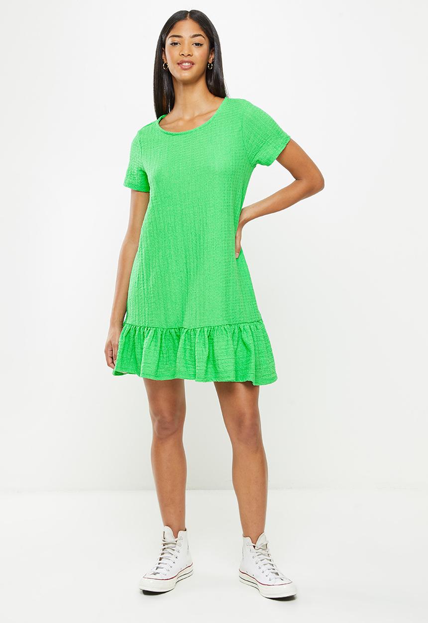 Koton - Crew neck short sleeve mini dress - green